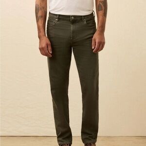 Faherty Men's stretch Terry, five pocket, fall olive